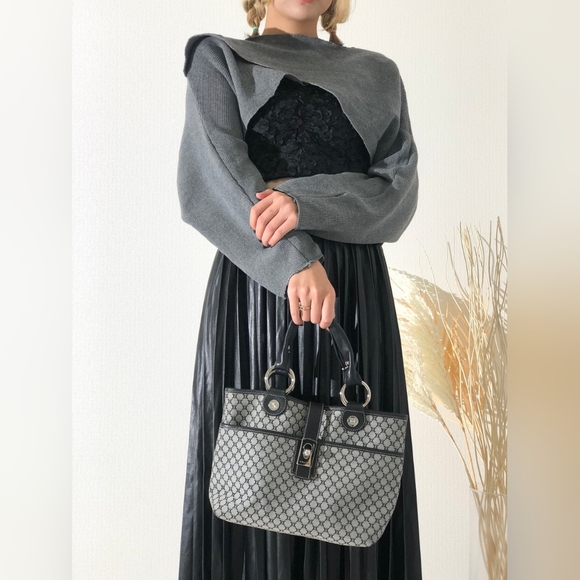 CELINE Blason Triomphe Pattern Handbag Totebag Black Vintage Old Celine - Picture 2 of 11